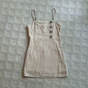 Altar’d State Tan Pinstripe Mini Dress
